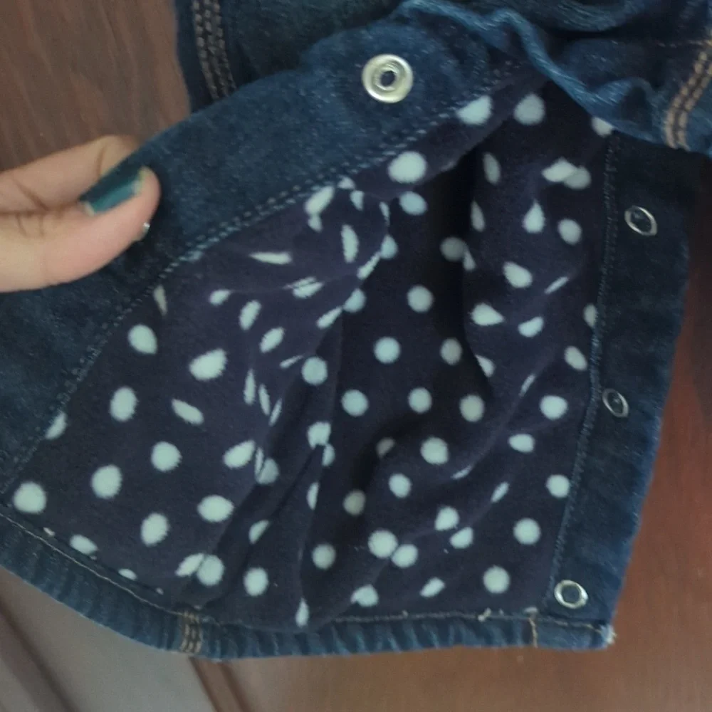 Oshkosh B'Gosh Fleece Lined Denim Overalls Size 12 Month